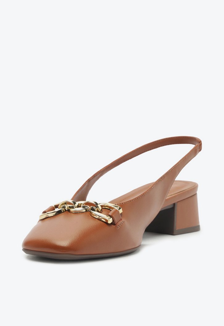 Sapatilha Slingback Bico Quadrado Bridão Marrom