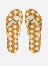 Chinelo de Dedo Branco Estampa Marrocos Metal