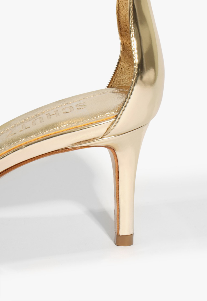 KnightA『2022Summer』 Sandália Dourada Schutz Ativ Vii Glam Couro Platina | ZZ MALL