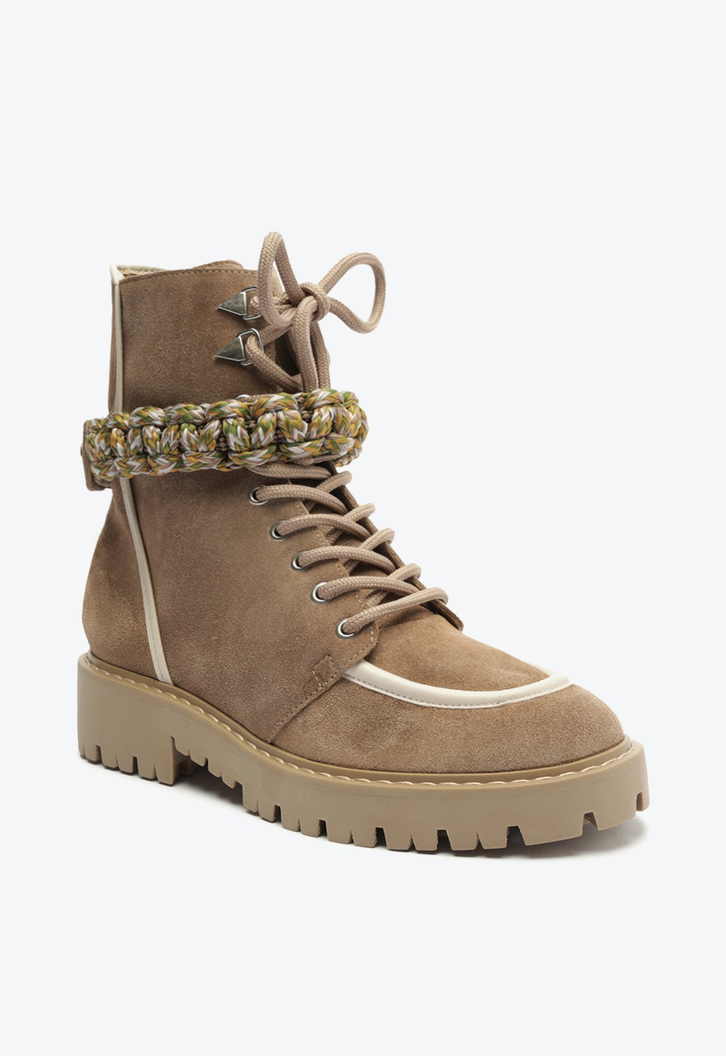 Bota Coturno Brilho Marrom