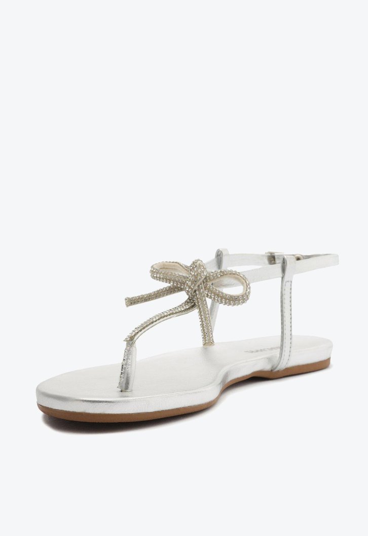 Sandália Rasteira Prata Anacapri Laço Strass