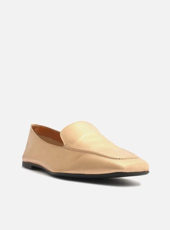 MOCASSIM ROSÊ AREZZO COURO BICO QUADRADO COSTURAS