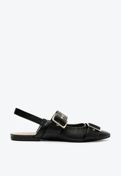 Sapatilha Slingback Tiras Fivela Preta