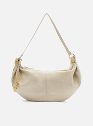 Bolsa Hobo Branca Arezzo Couro Grande Metais