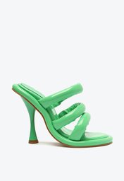 Sandália Mule Verde Schutz Myve Fluffy Salto Alto Verniz