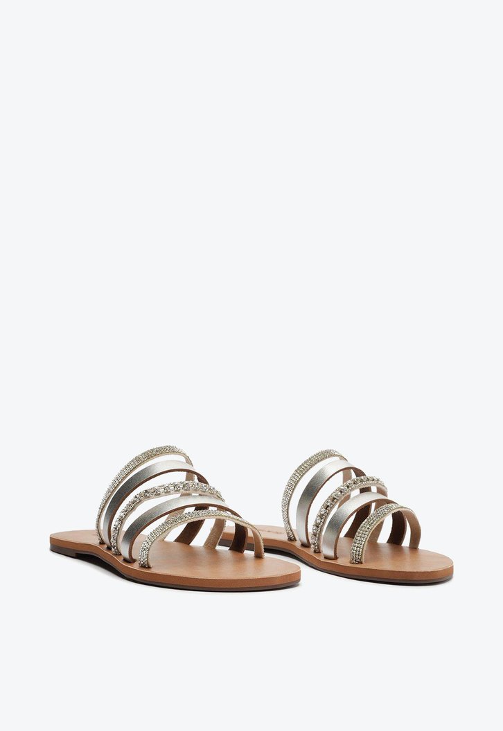 Rasteira Prata Anacapri Multi Tiras Detalhe Strass