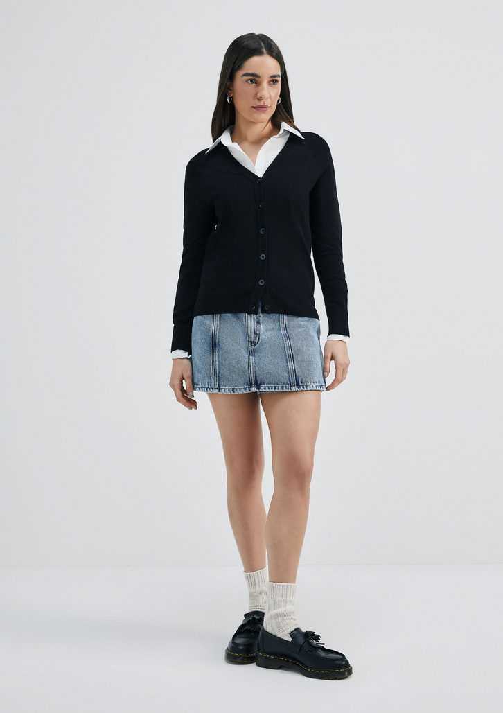Cardigan Preto Hering Em Tricô