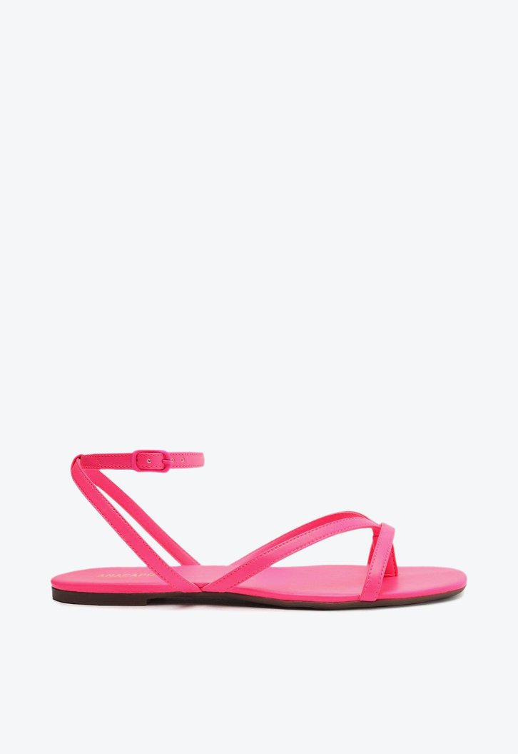 Sandália Rasteira Rosa Neon Anacapri Tiras Finas