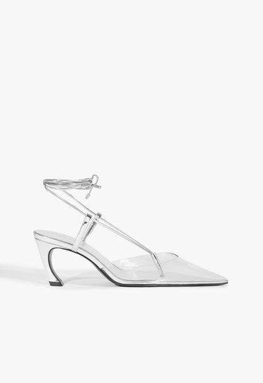 Scarpin Schutz Elvyra Mid Vinil Prateado | ZZ MALL