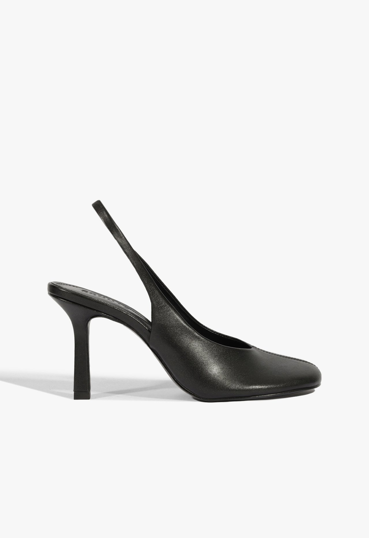 Sapato Scarpin Slingback Brigitte Sling Couro Preto