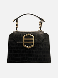 Bolsa Tiracolo Preta Arezzo Couro Croco Kopen Média