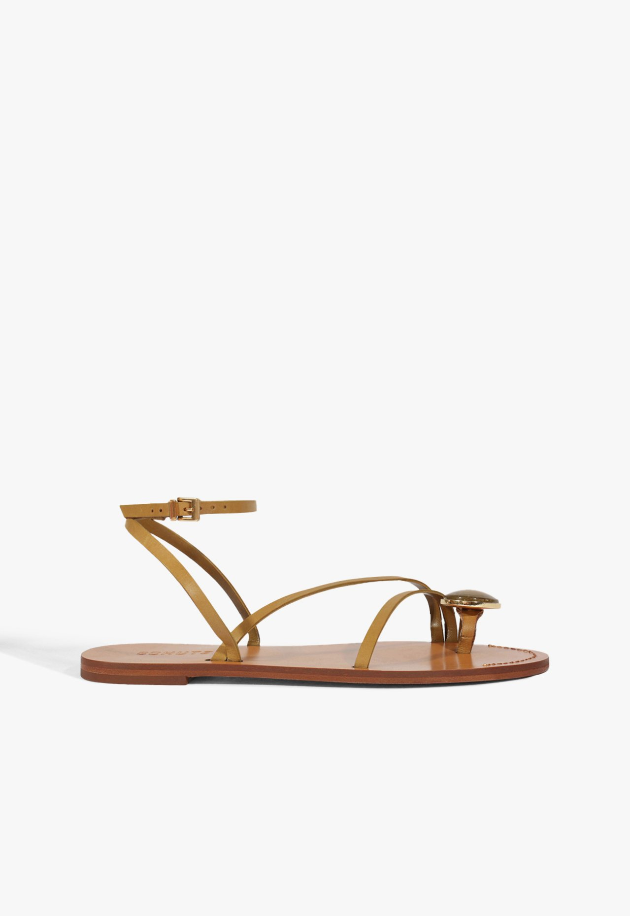 Sandália Rasteira Azure Couro Laranja | ZZ MALL