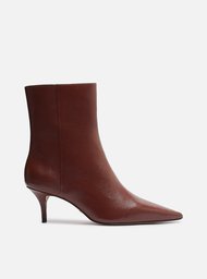 Bota Marrom Couro Cano Curto Salto Baixo