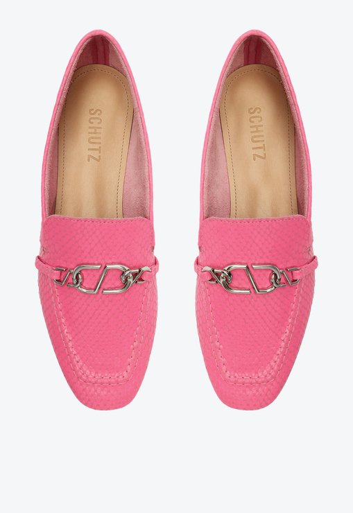 SAPATO MOCASSIM SNAKE PINK SCHUTZ COURO