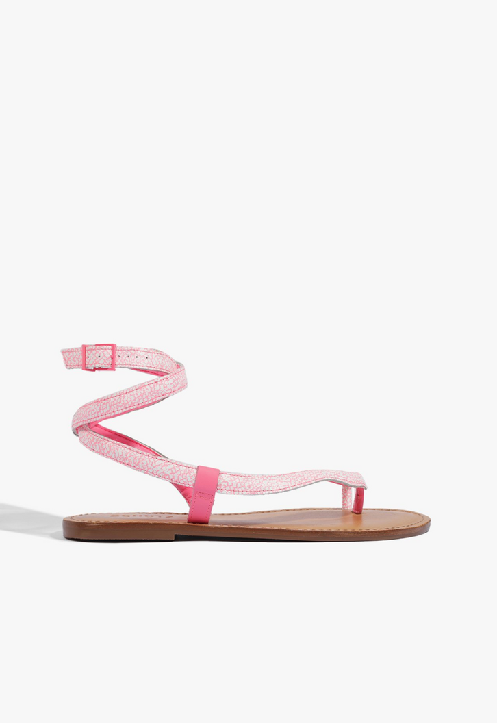 sandália Rasteira Courtney Couro Rosa