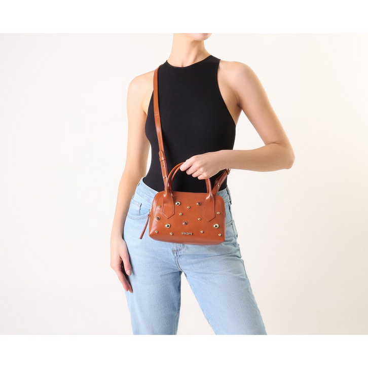 Bolsa Tote Média Pedrarias e Tachas Laranja | ZZ MALL