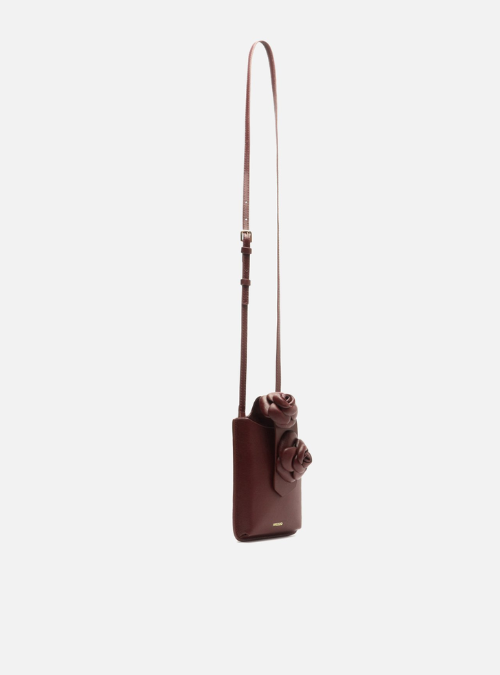 Mini Bag Porta-celular Vinho Arezzo Couro Flores | ZZ MALL