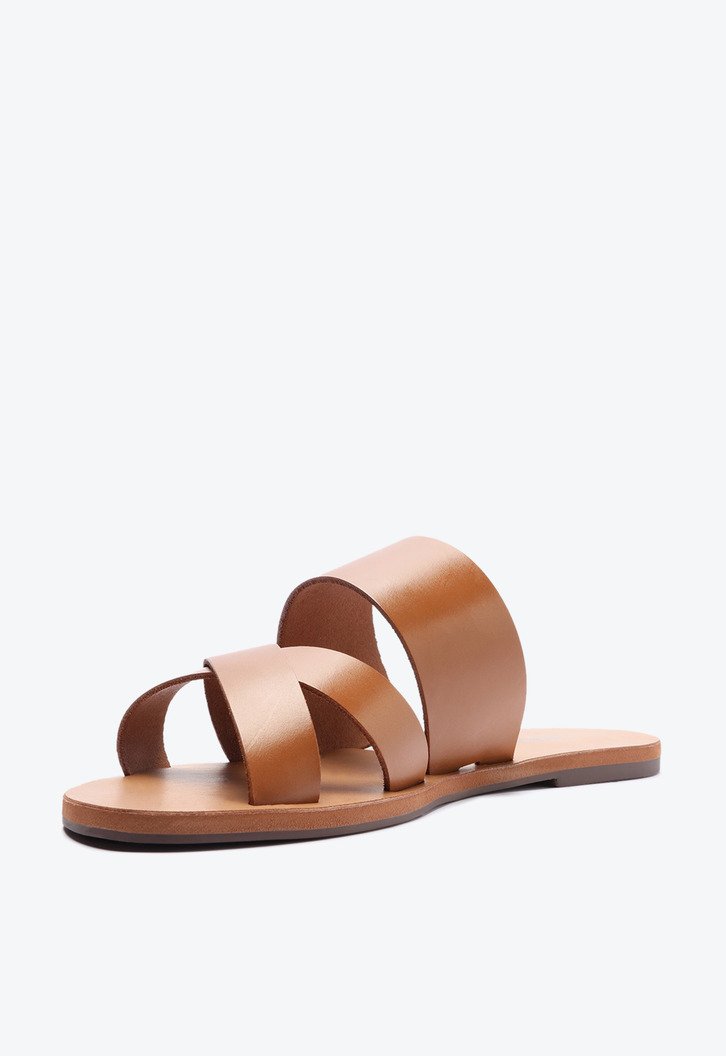 Rasteira Marrom Anacapri Couro Tira Tripla