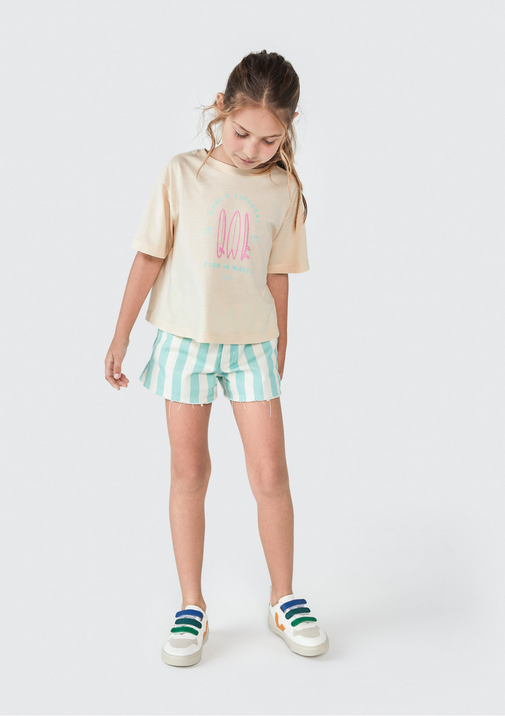 Shorts Infantil Laranja Hering Menina Em Sarja Barra A Fio