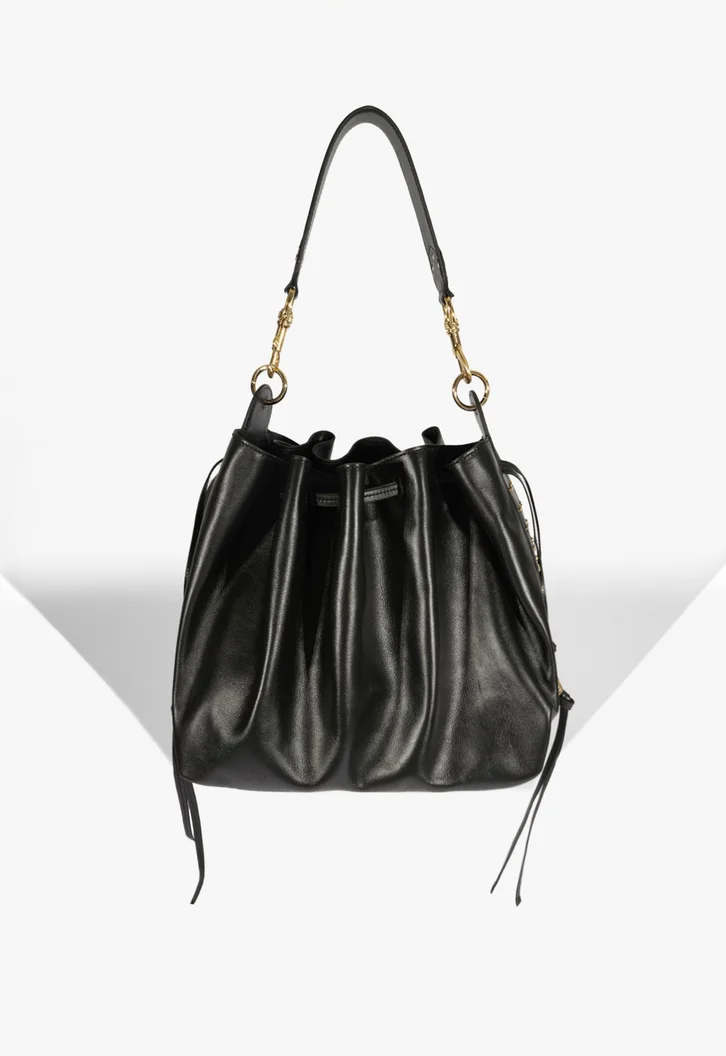 Bolsa Grande Hazel Couro Preta | ZZ MALL