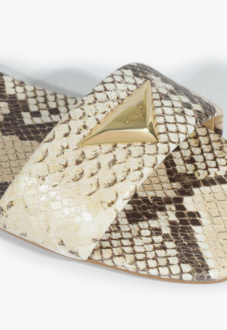 Chinelo Casual Flats Couro Snake