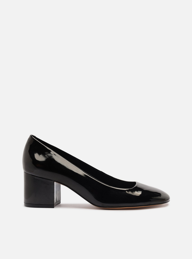 Scarpin Preto Verniz Salto Médio Bloco