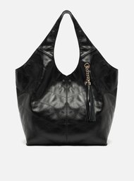 Bolsa Hobo Preta Couro Grande Barbicacho