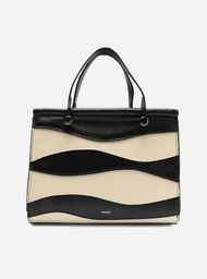 Bolsa Tote Preta Arezzo Couro Fontana Média Recortes