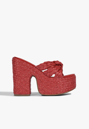 Tamanco Plataforma Vermelho Schutz Bold Ii Palha