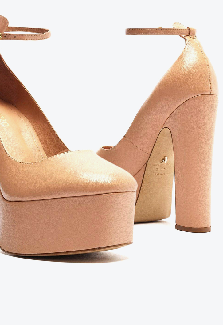 Scarpin Meia Pata Bloco Nude Arezzo Couro