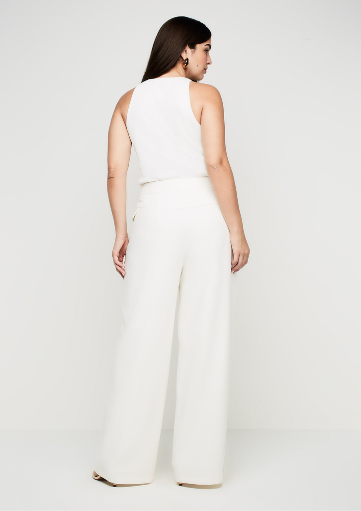 Calça Reta Off White DZARM Em Alfaiataria Com Bolsos