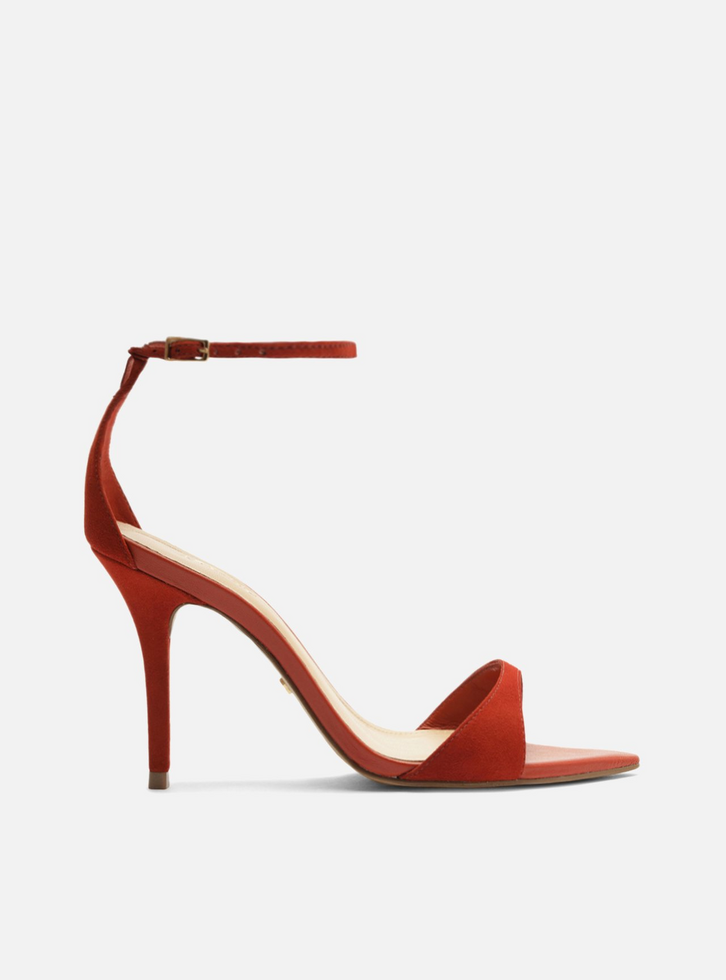 Sandália Terracota Acamurçada Salto Médio Tiras