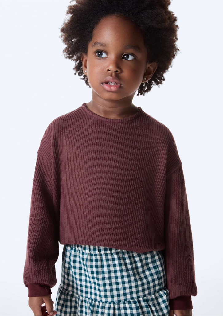 Blusa Marrom Hering Kids Infantil Menina Decote Redondo