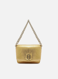 Bolsa Tiracolo Dourada Couro Pequena Puffer