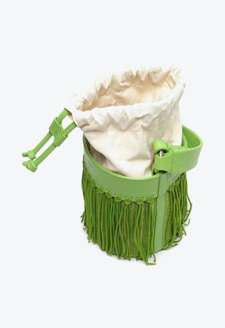 Bolsa Bucket Verde Arezzo Franjas Luci Média
