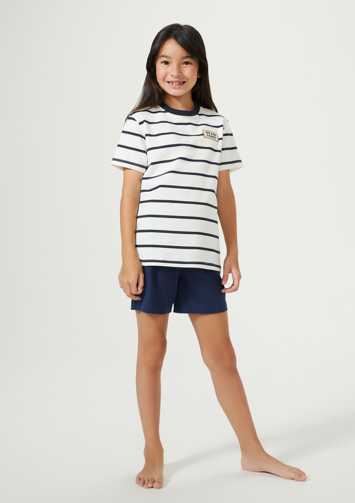 Pijama Azul Hering Curto Infantil Unissex Com Estampa Tal Pai Tal Filho