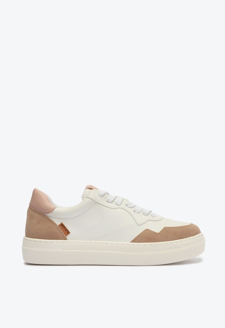 Tênis de Amarrar Branco e Rose Nati