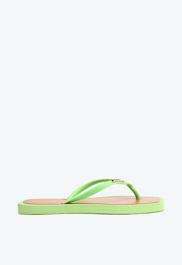 Chinelo De Dedo Verde Brizza Square Palmilha Marrom