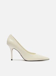 Scarpin Branco Verniz Salto Alto Fino Clássico