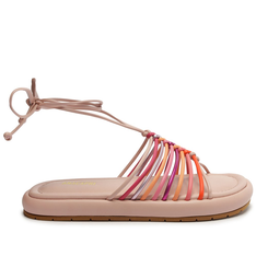 Sandália Flatform Rosa Anacapri Amarração Tiras Coloridas