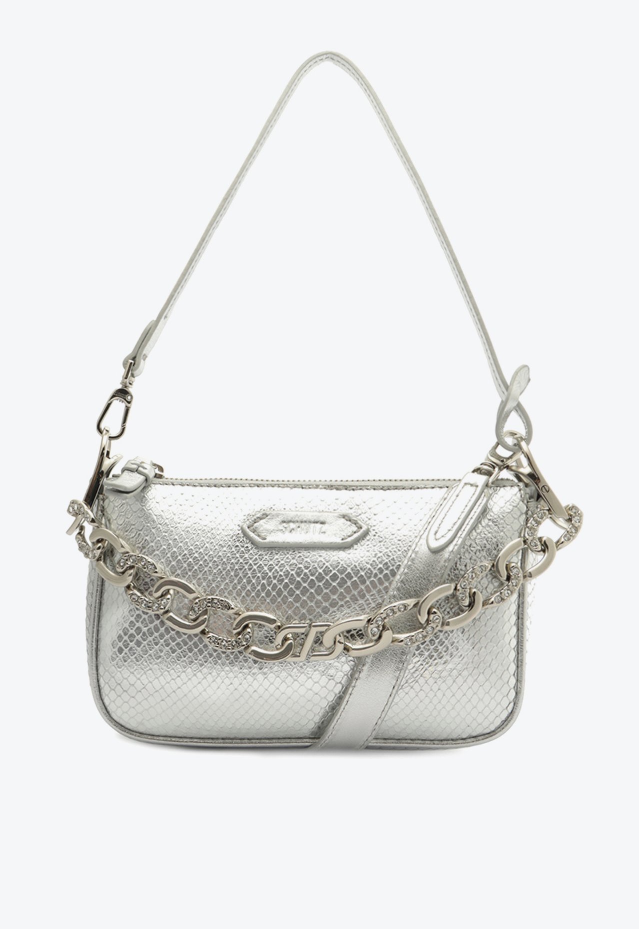Bolsa Prateada Schutz Shoulder Emmy Glam Couro | ZZ MALL