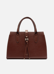 Bolsa Tote Marrom Grande Detalhe Tiras Metal