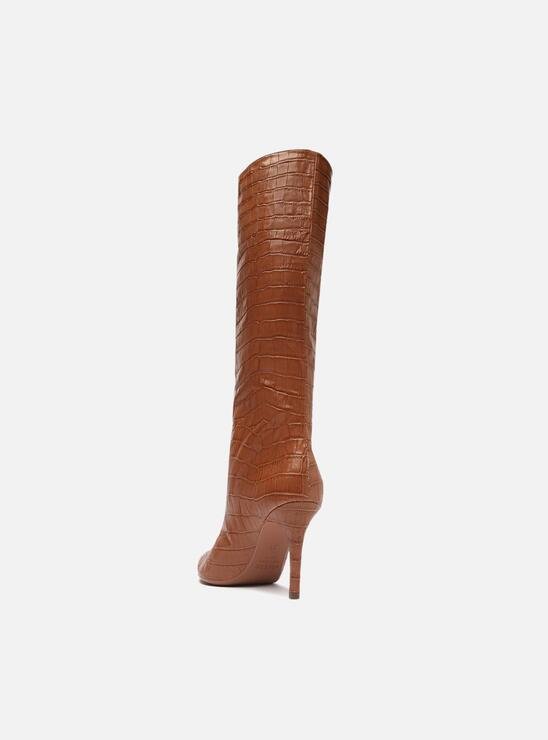 Bota Marrom Croco Cano Alto Miranda