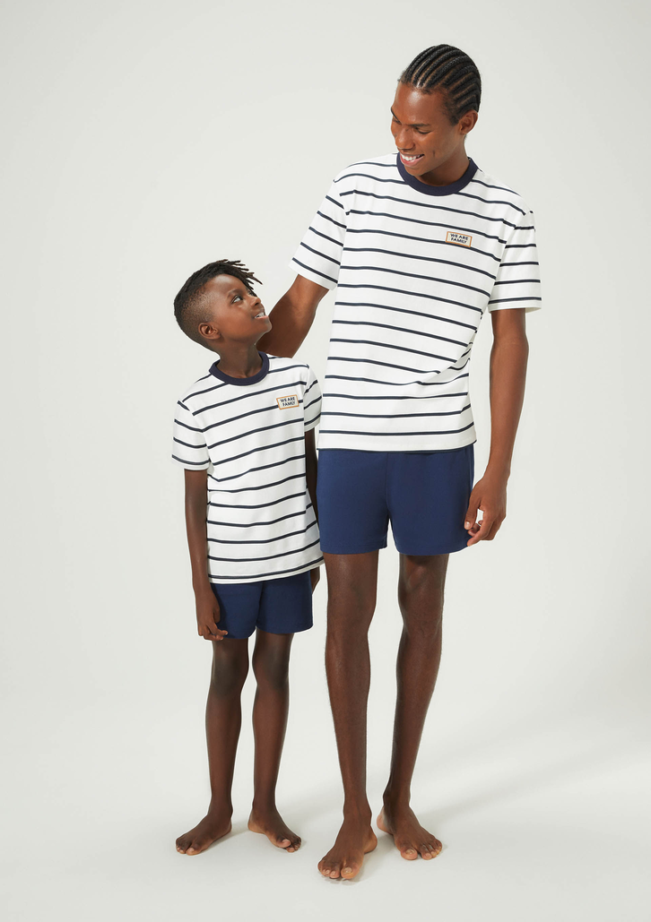 Pijama Azul Hering Curto Infantil Unissex Com Estampa Tal Pai Tal Filho
