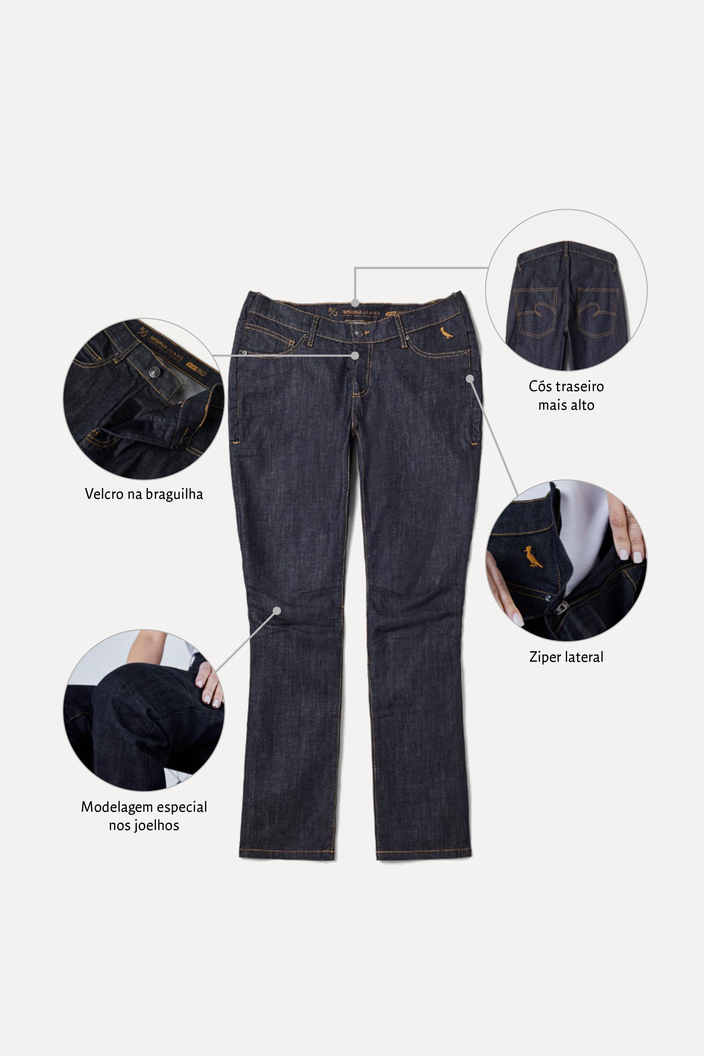 CALCA AZUL ESCURO JEANS RETA ADAPTE CADEIRANTE