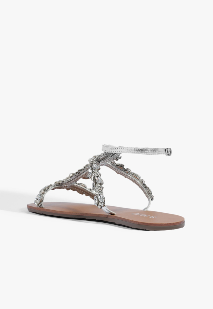 Sandália Rasteira Metallic Prata