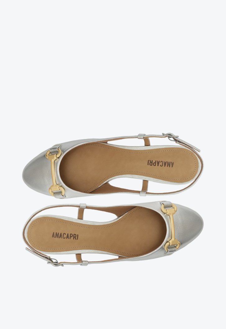 Sapatilha Prata Anacapri Slingback Salto Bloco Bridão | ZZ MALL