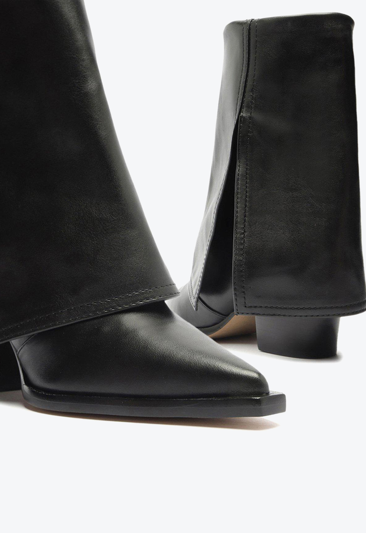 Bota Preta Arezzo Couro Cano Médio Capa Georgia