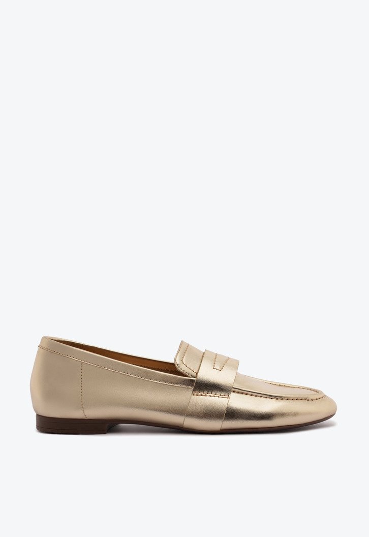 Mocassim Liso Monocolor Dourado