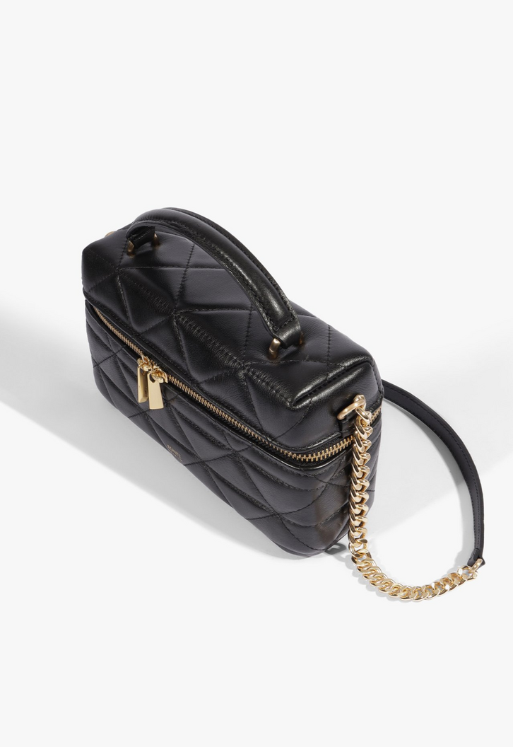 Bolsa Satchel Vanity Média Couro Preta | ZZ MALL